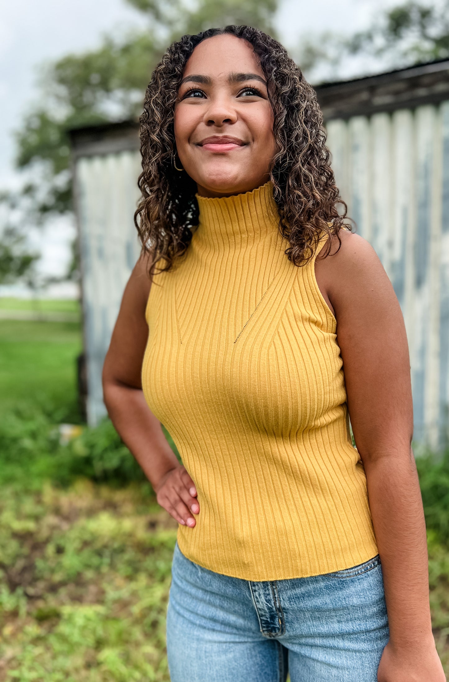 Blaire Ribbed Knit Tank - Mustard
