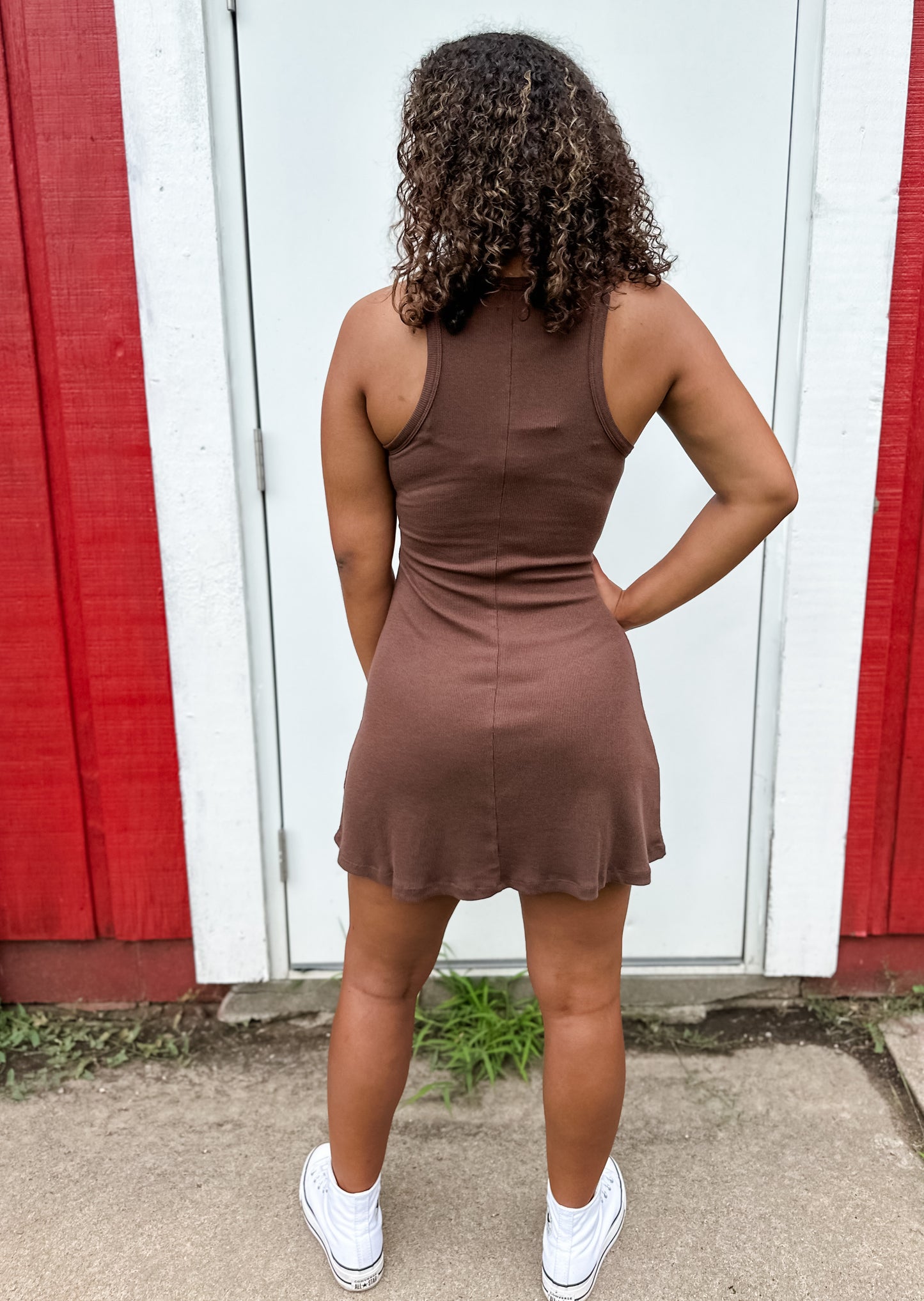 Vera Sleeveless Skater Dress - Chocolate