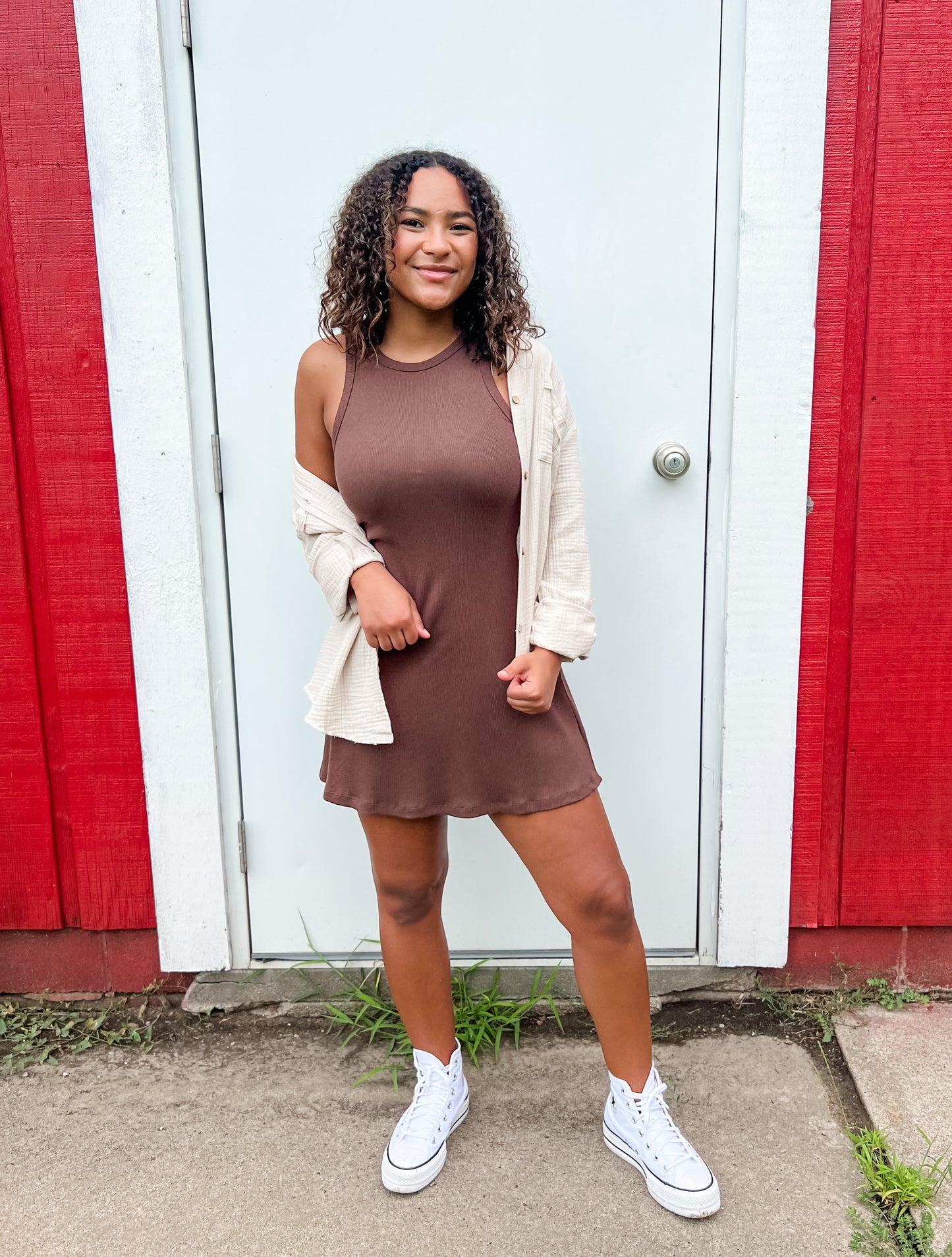 Vera Sleeveless Skater Dress - Chocolate