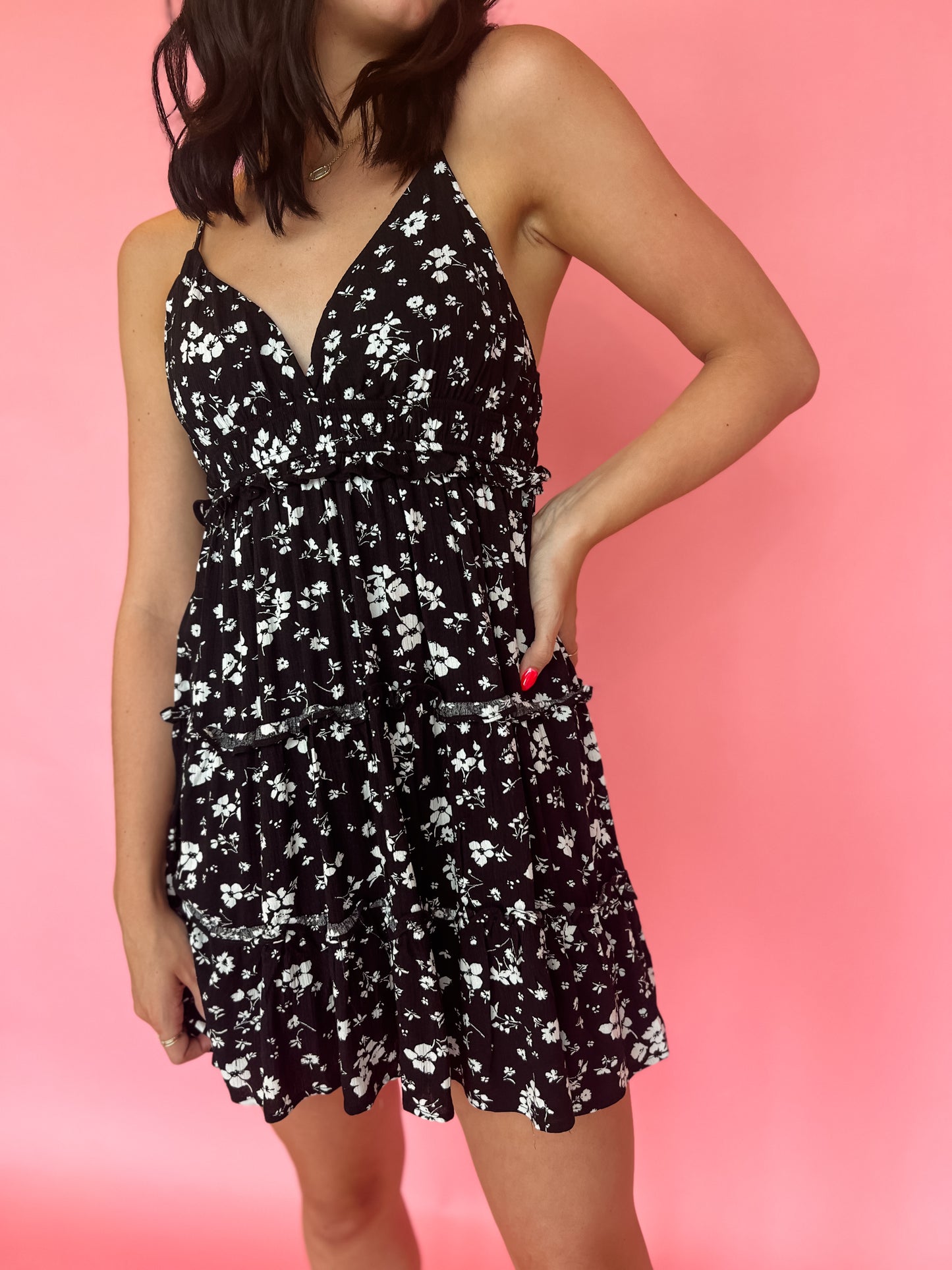 Sydney Floral Mini Dress - Black