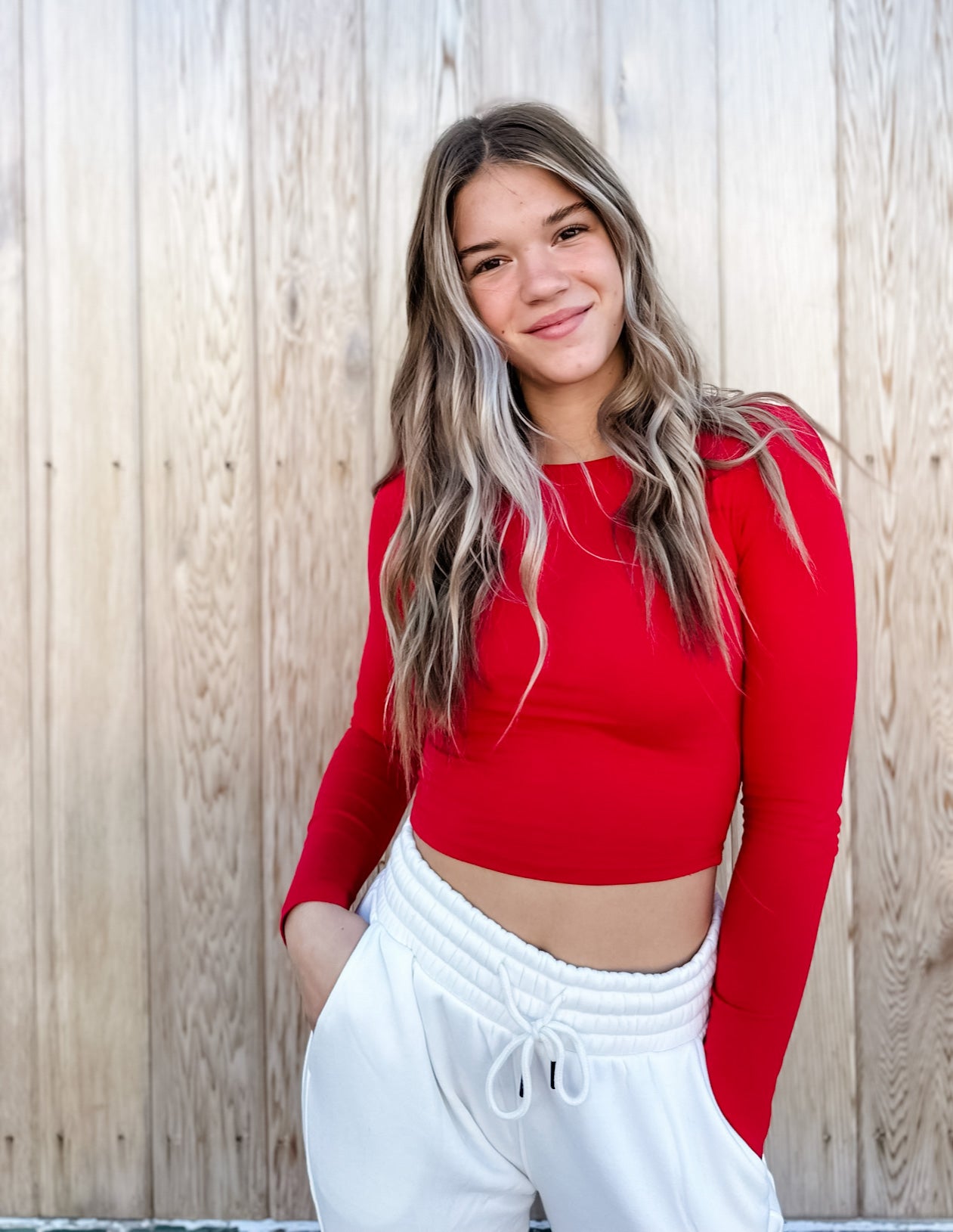 Core Cropped Basic Top - Red