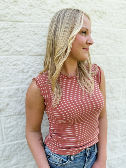 The Maren Tank - Terracotta Stripe