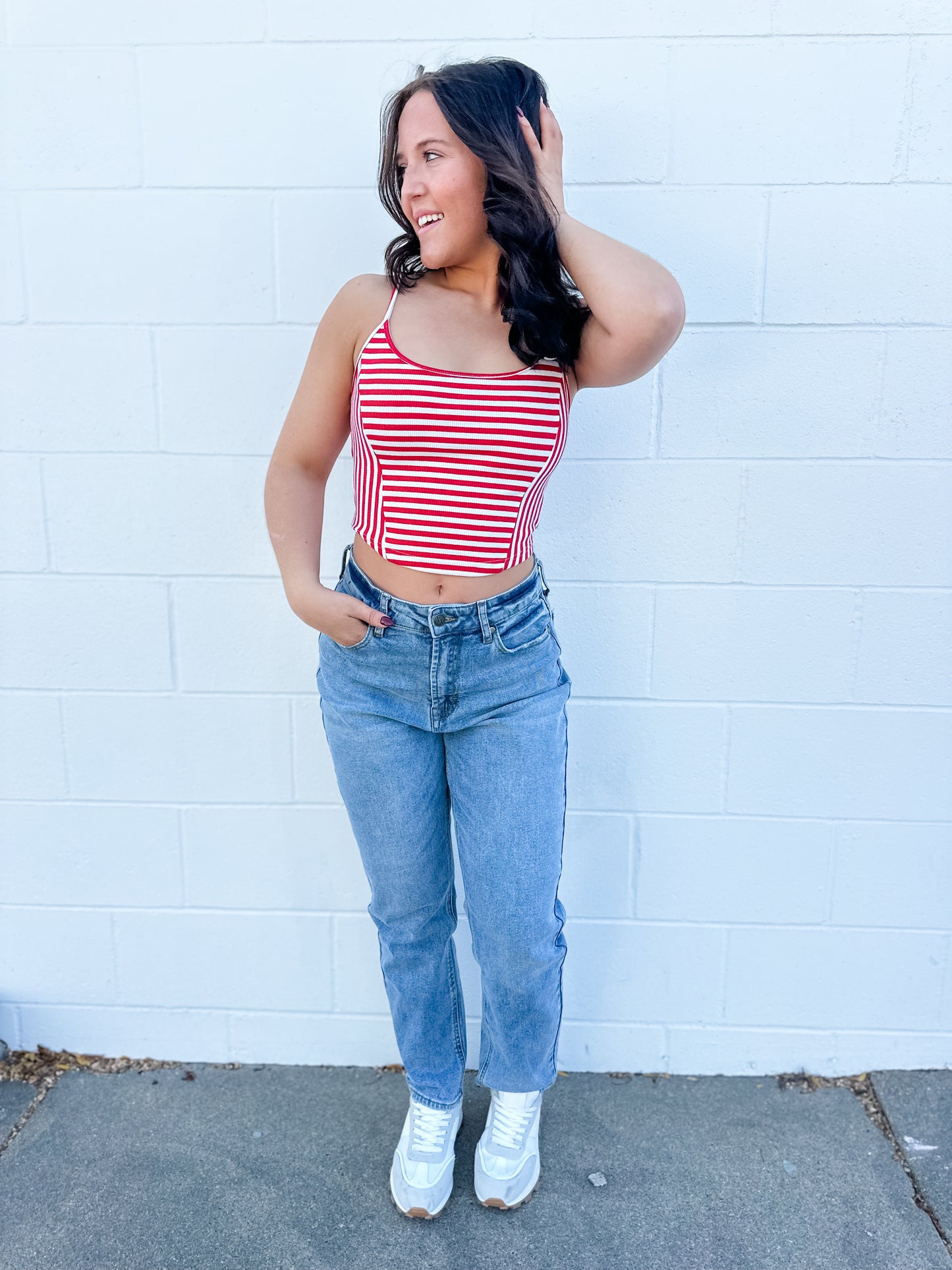 Eliana Stripe Tank - Red/White