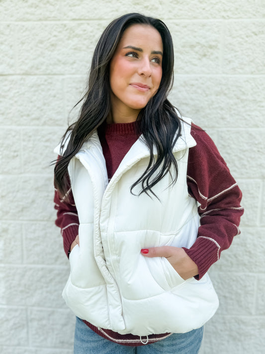 Rhiannon Puffer Vest - Ivory