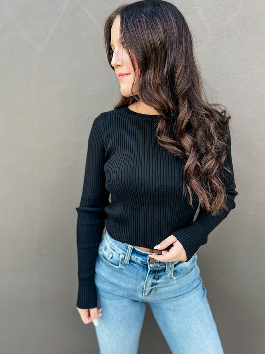 Crop and Conquer Sweater - Black