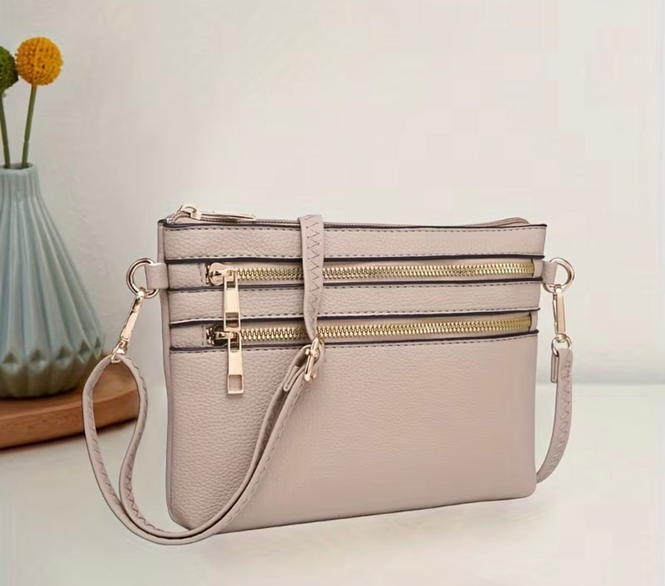 Multi-Zip Crossbody - Taupe