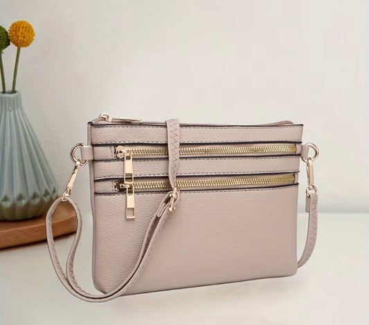 Multi-Zip Crossbody - Taupe