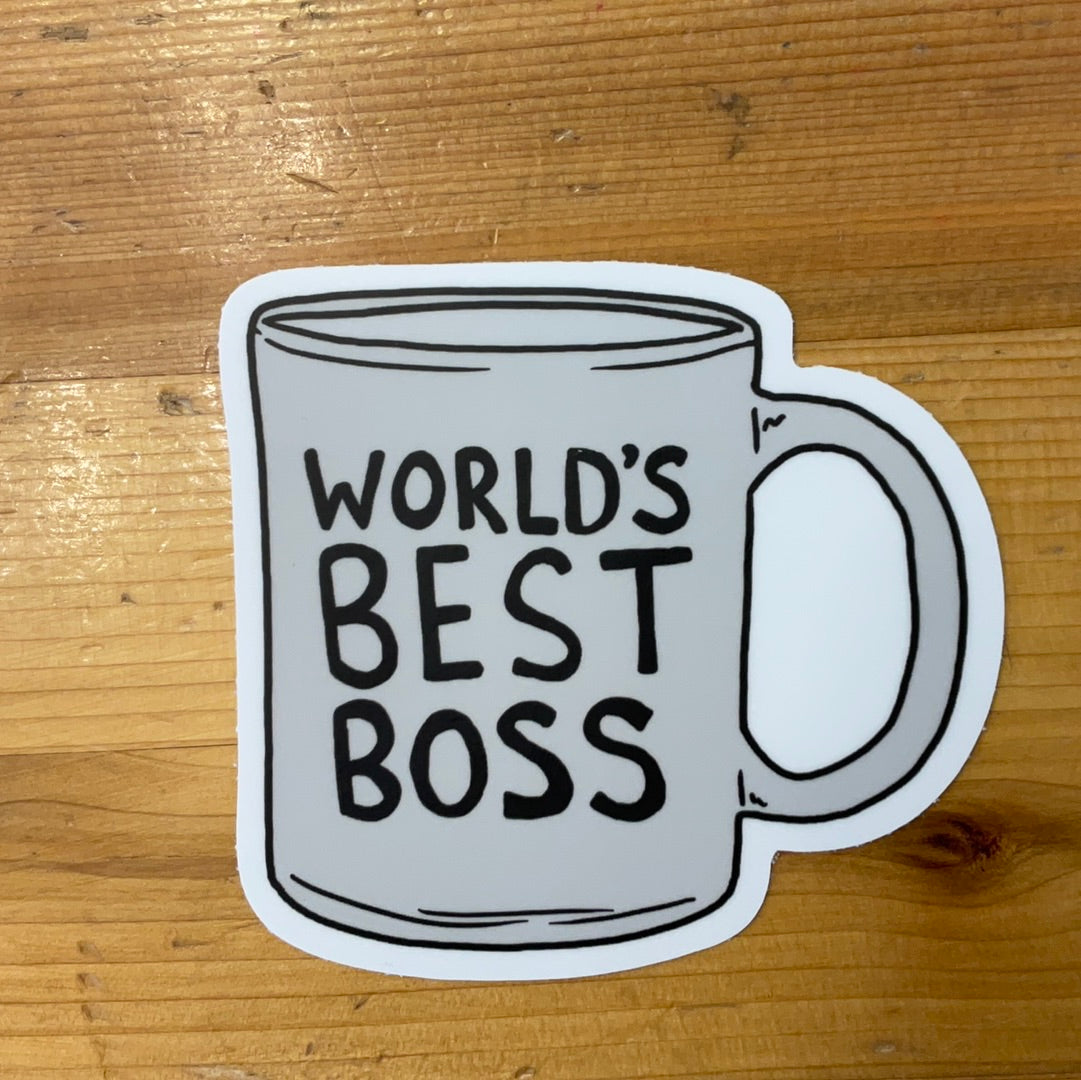 Worlds best boss coffee mug Sticker