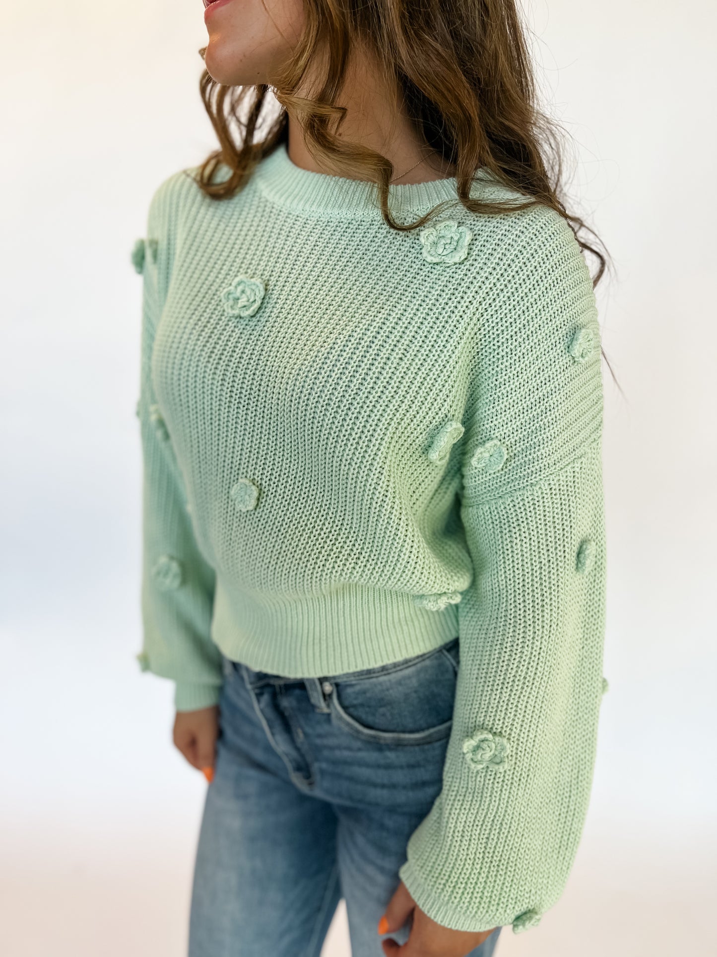 Minty Sweet Detailed Sweater