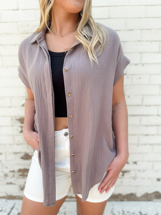 The Sunday Button Up - Taupe