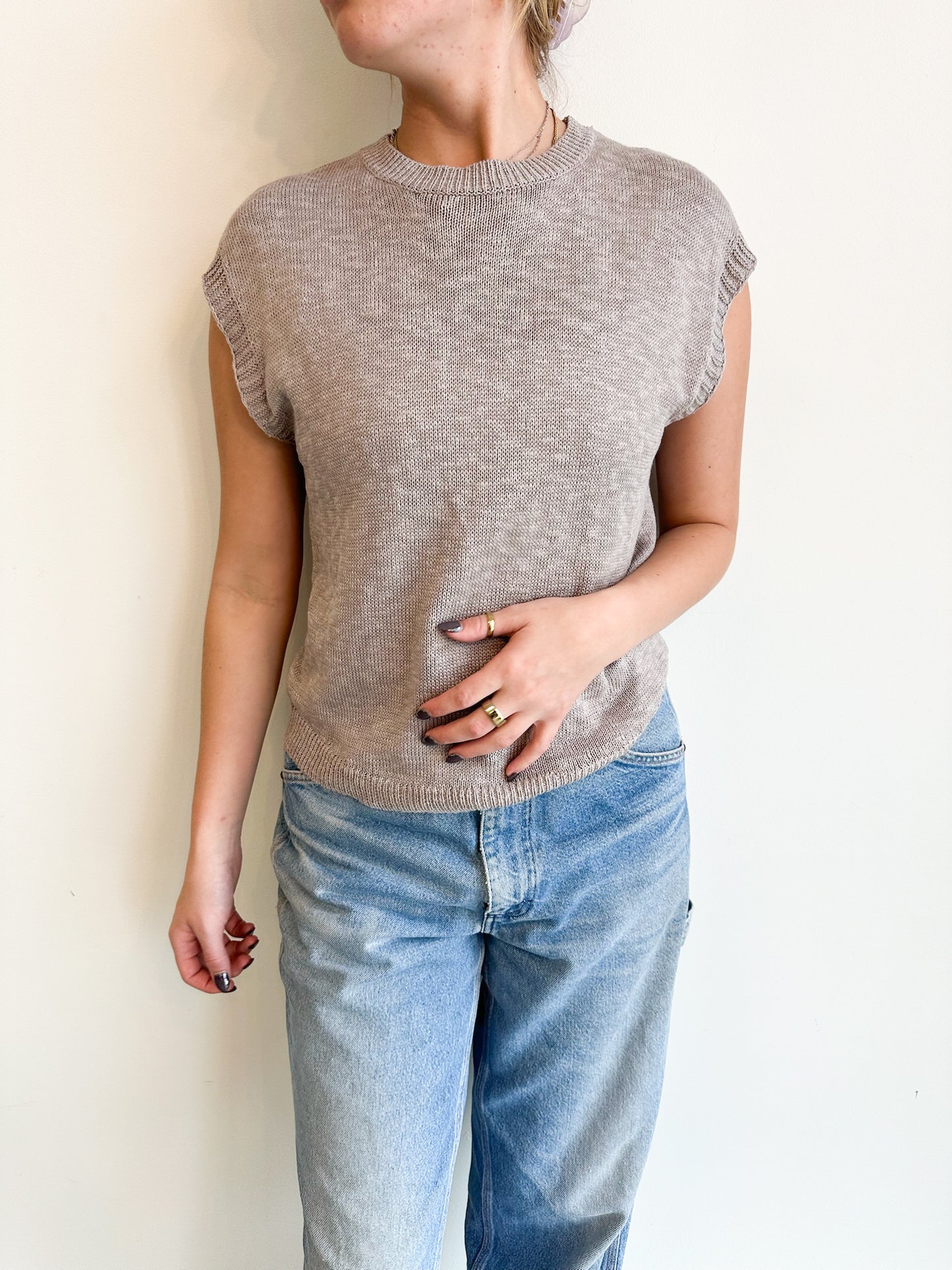 Apple Crisp Sweater Top - Taupe