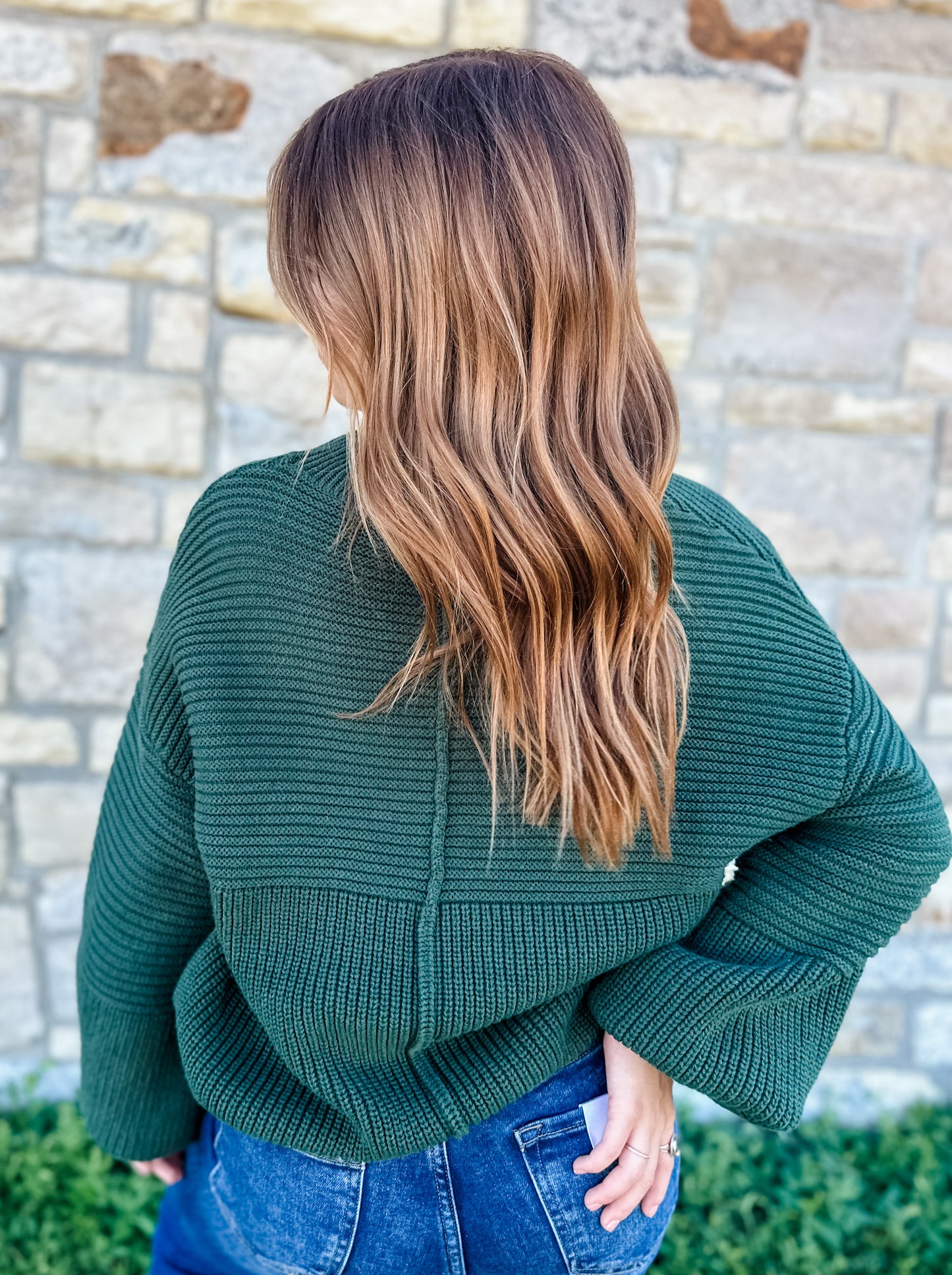 Holly Ribbed Knit Sweater - Evergreen