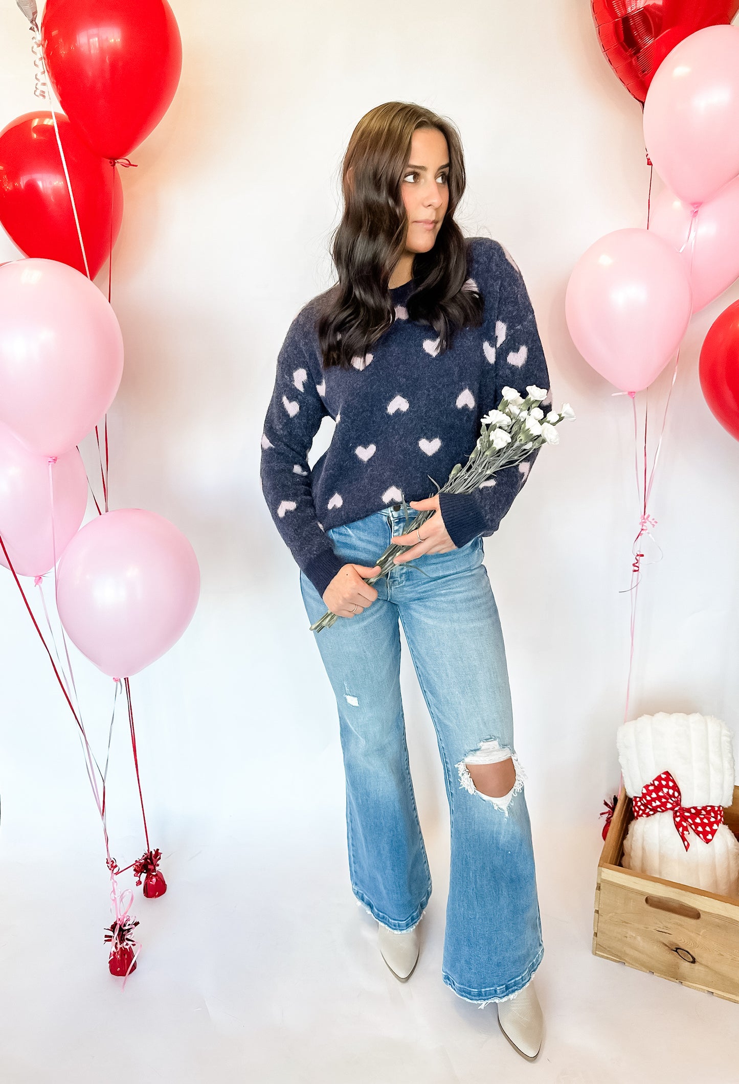 Navy Love Hearts Sweater