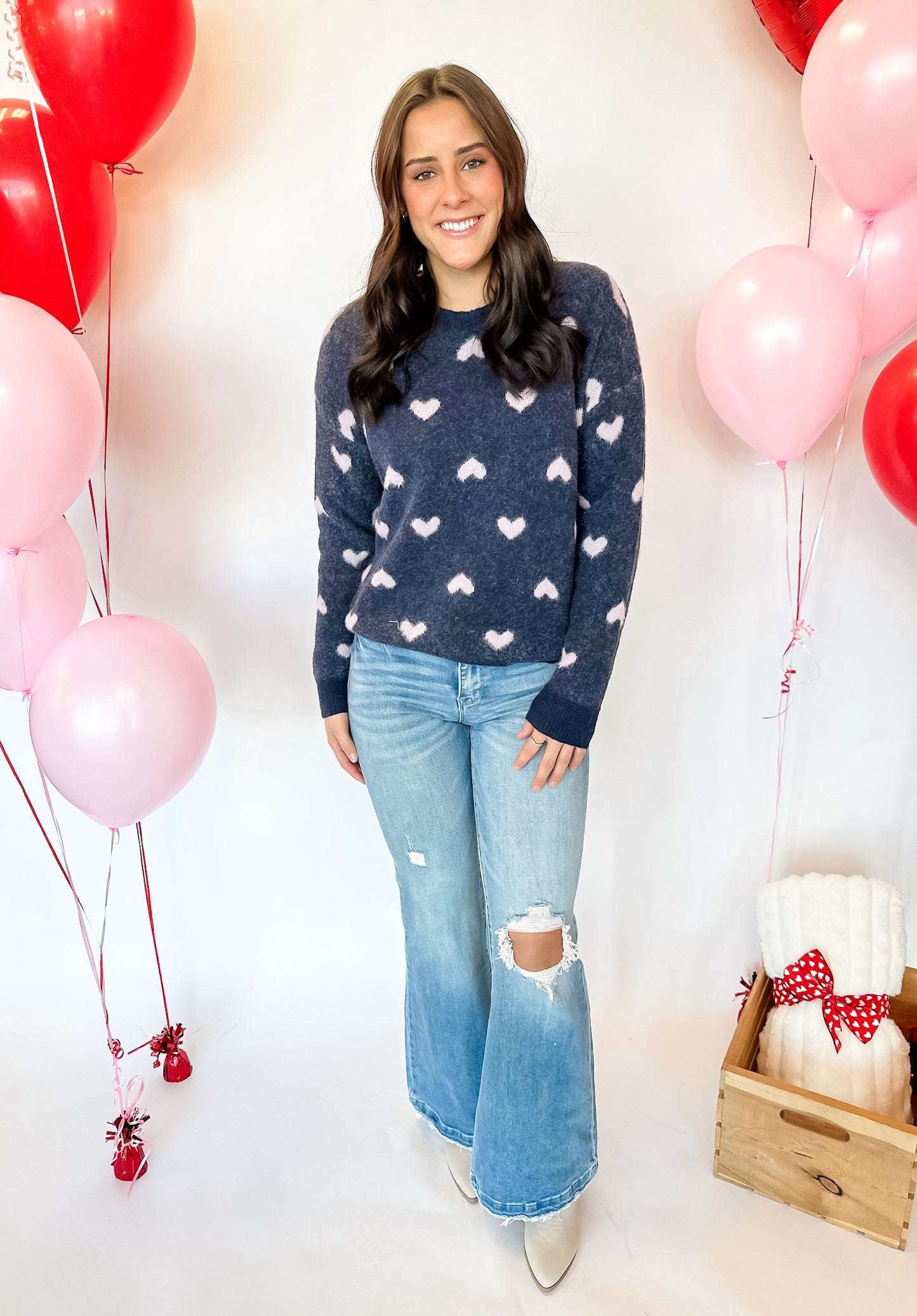 Navy Love Hearts Sweater