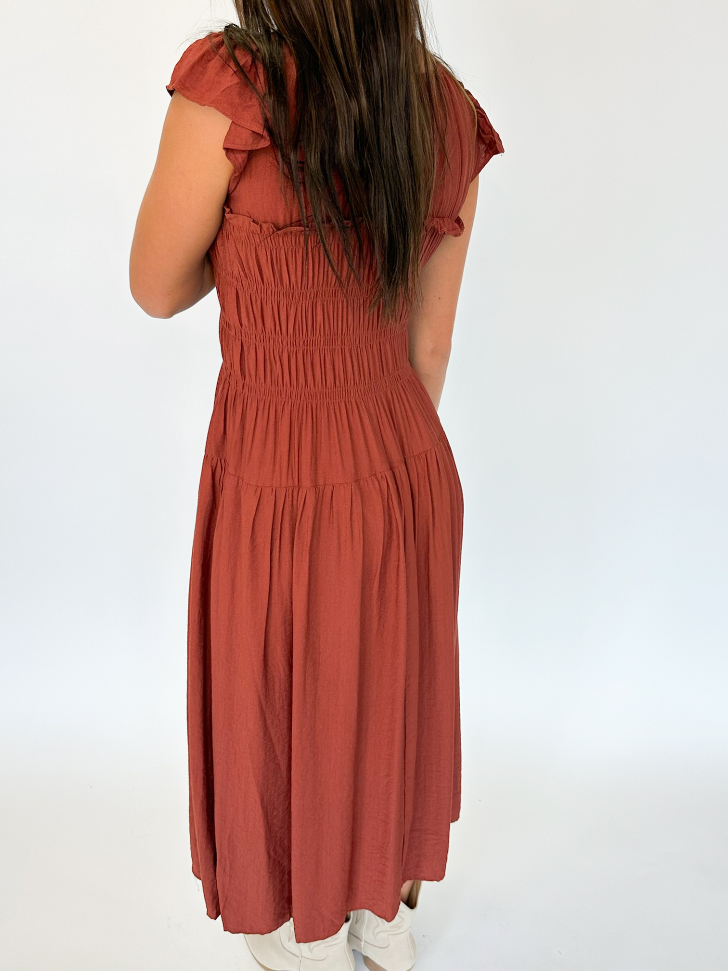 Rosalie Midi Dress - Rust
