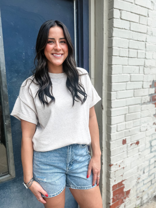 Eloise Knit Sweater Top - Oatmeal