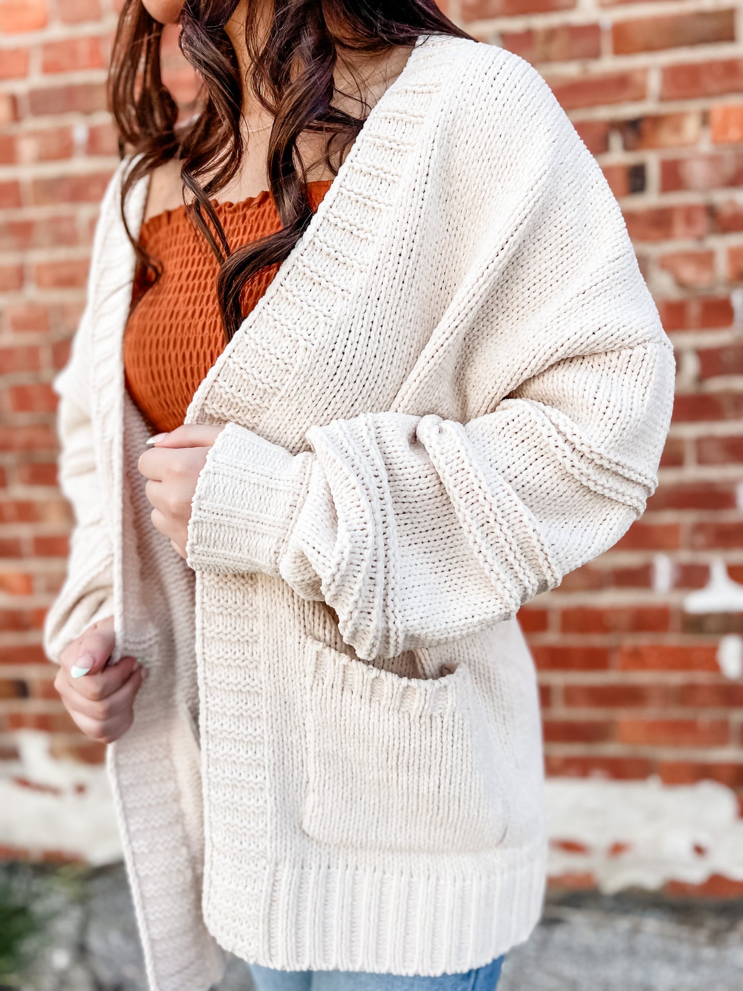 Mona Seamed Cardigan - Pearl