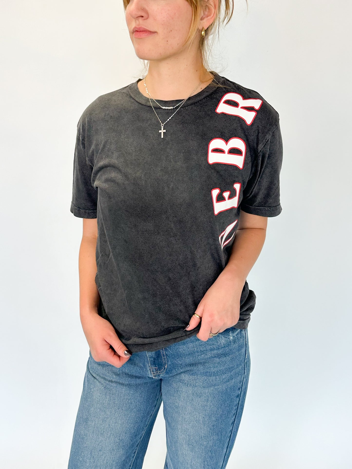 Over The Shoulder Nebraska Tee - Vintage Black