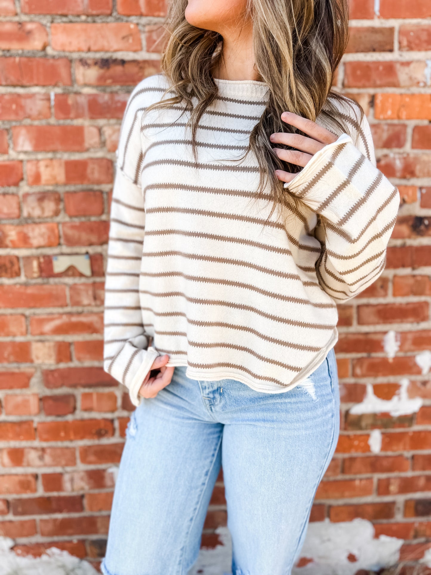 Head over Boots Striped Soft Sweater - Ivory