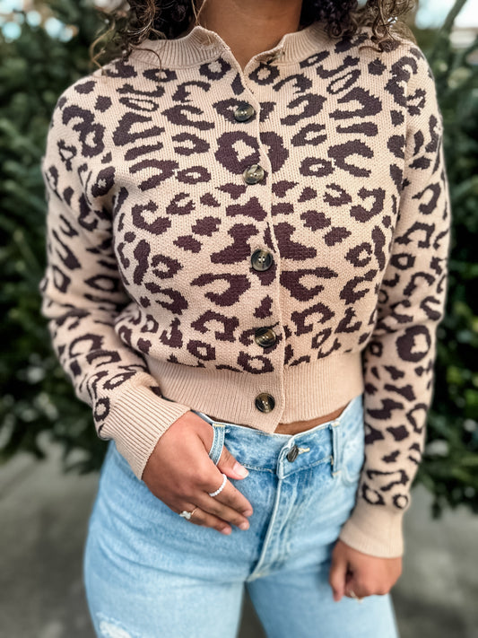 Leopard Print Button Sweater