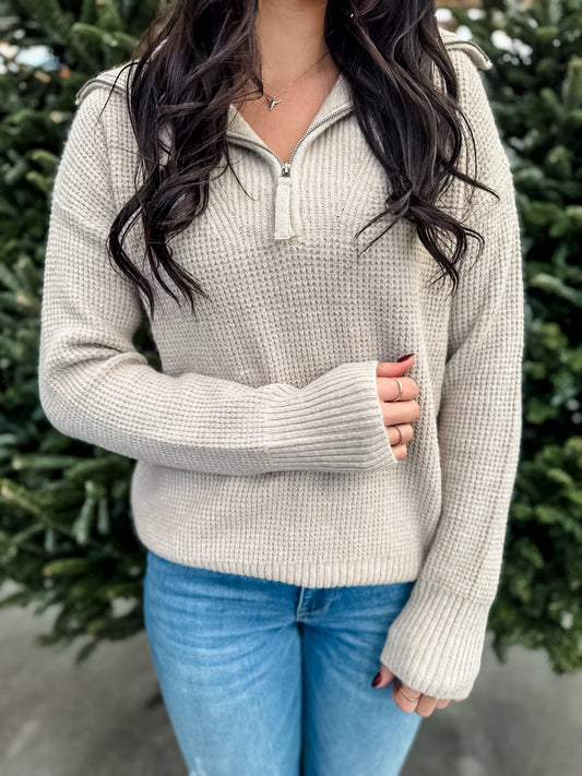 Cozy Up Quarter Zip - Oatmeal