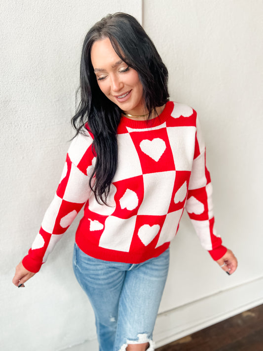 Love's Pattern Checkered Sweater