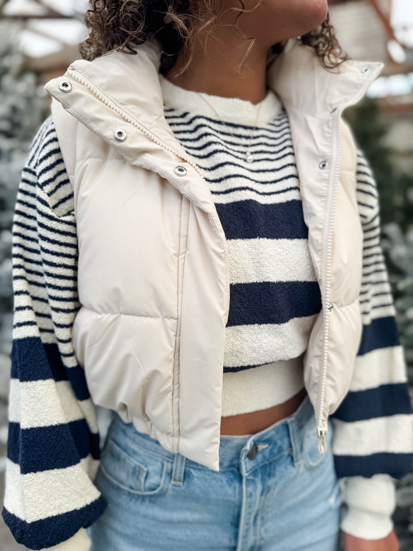 Chances Are Cropped Puffer Vest - White