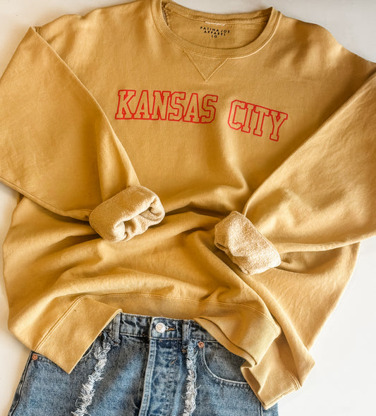 Kansas City Block Vintage Crew - Washed Mustard