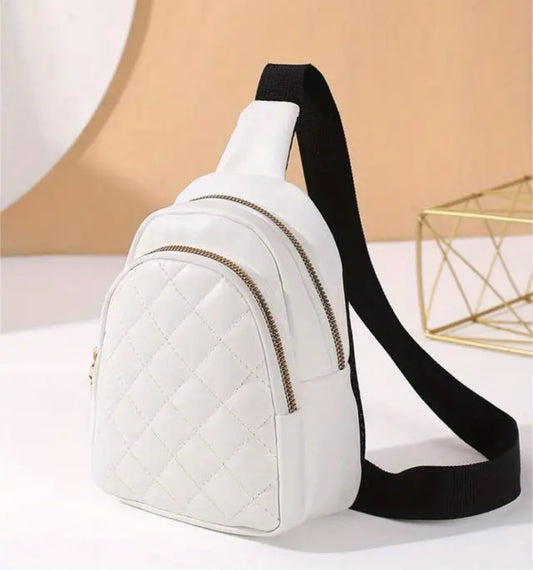 Mini Argyle Pattern Sling Bag - White