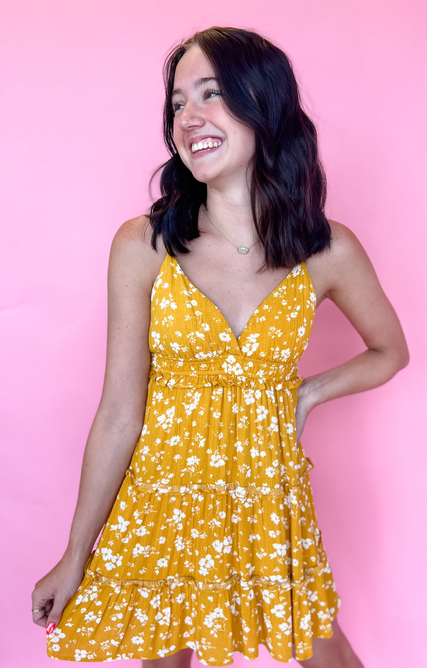 Sydney Floral Mini Dress - Yellow