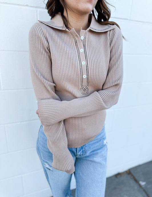 Not Like Us Knit Top - Taupe