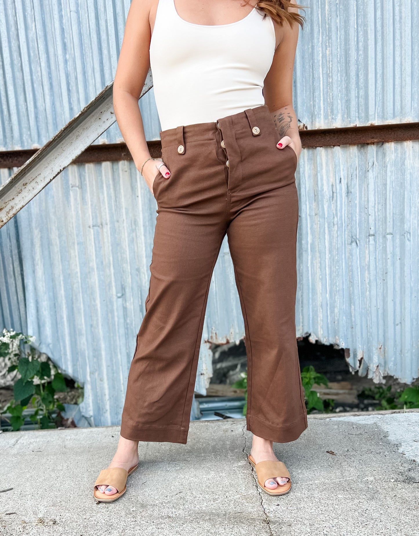Same Page Ankle Trousers - Espresso