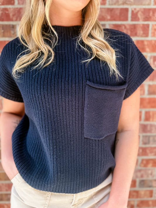Jayla Sweater Top - Navy
