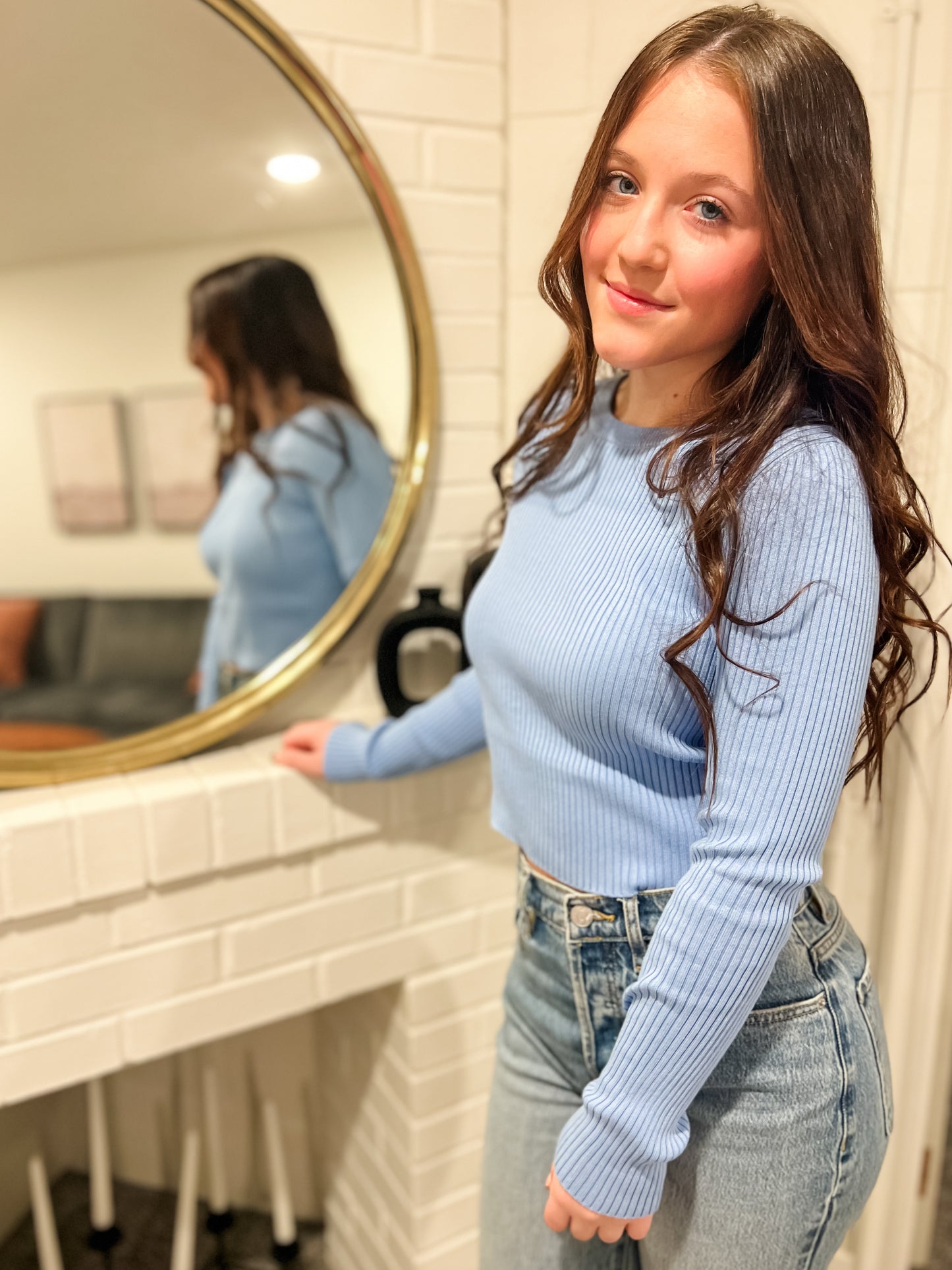 Crop and Conquer Sweater - Baby Blue