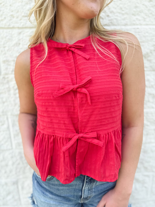 River Sleeveless Triple Bow Top