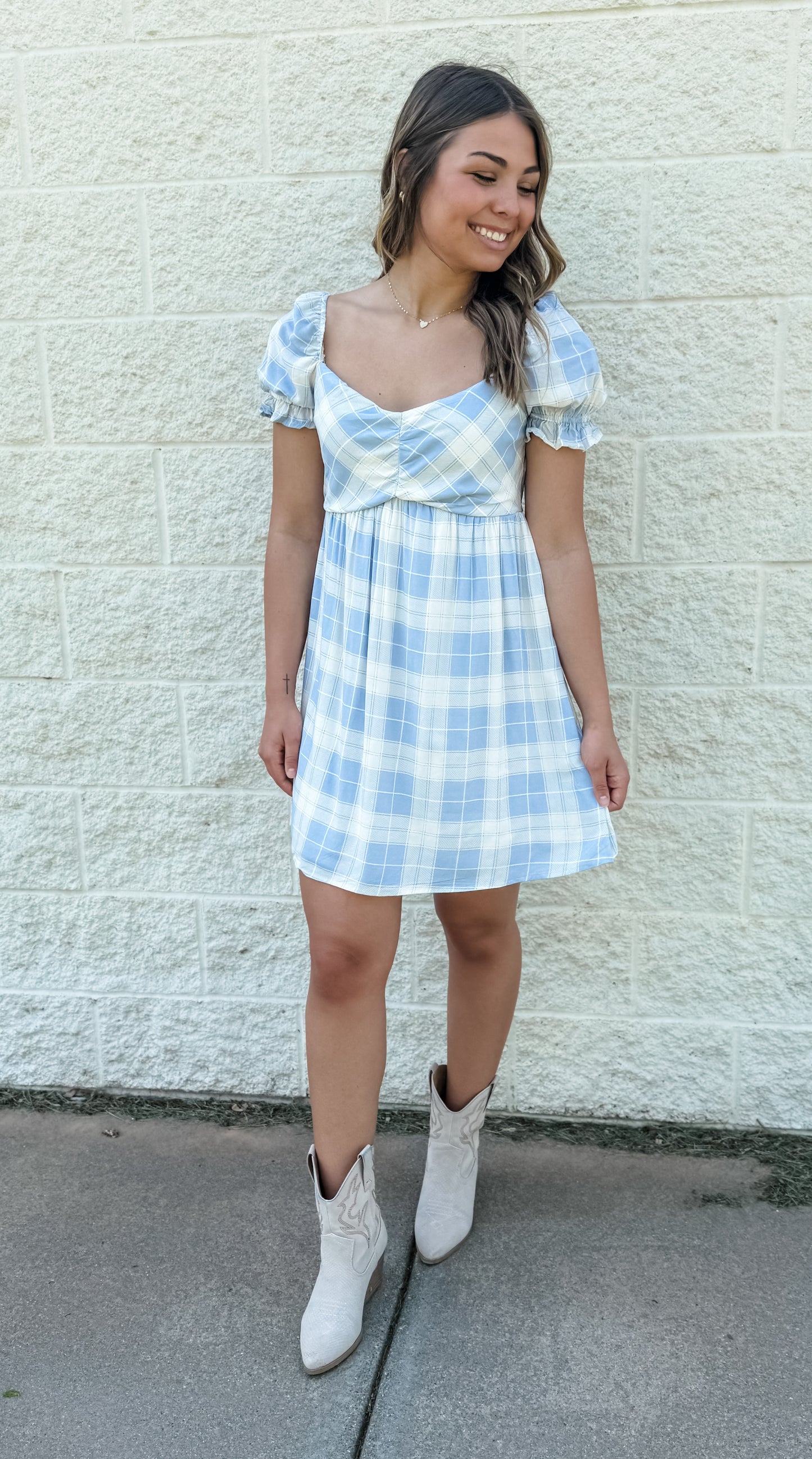 Dusty Bluebird Mini Dress