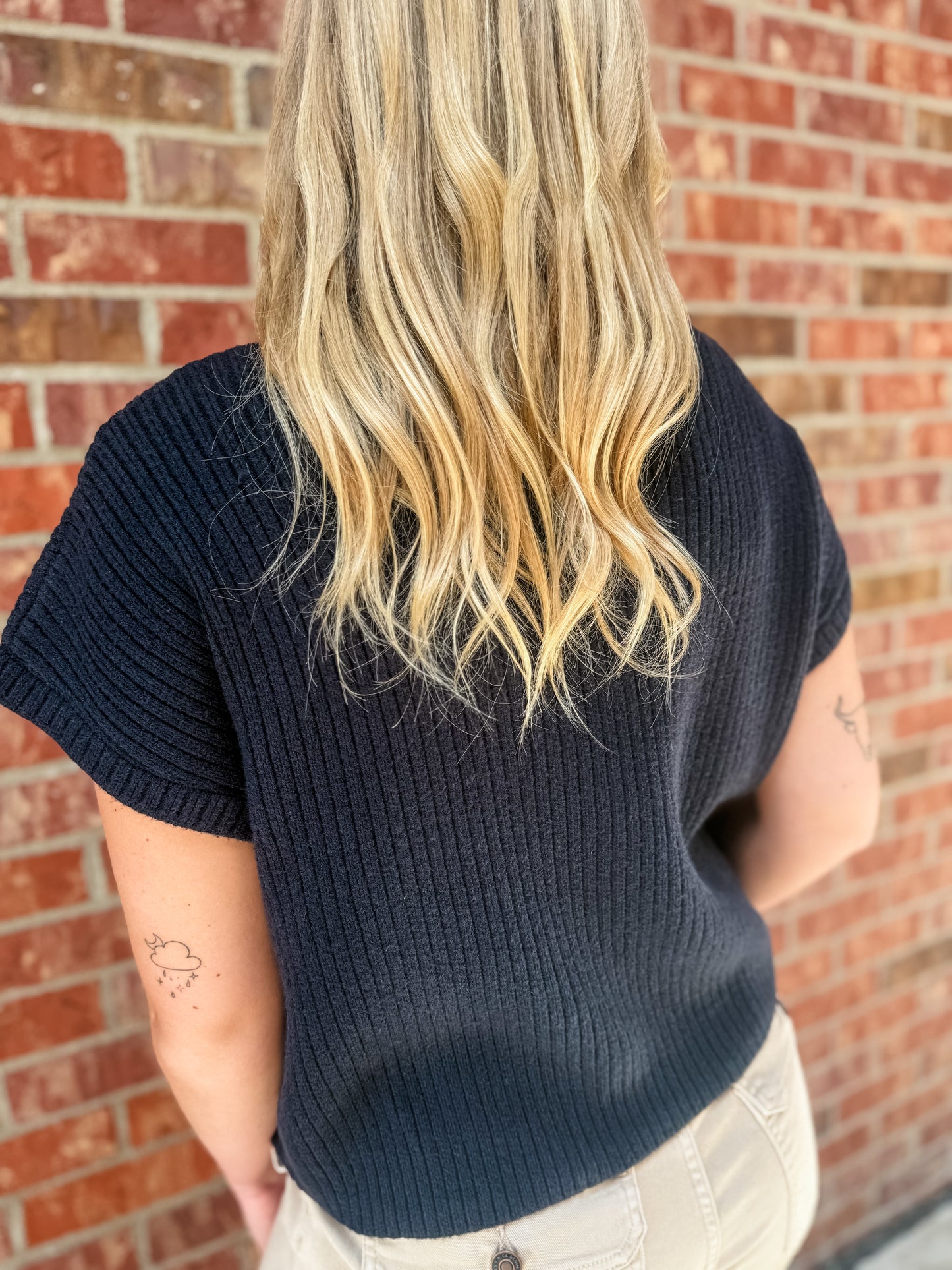 Jayla Sweater Top - Navy