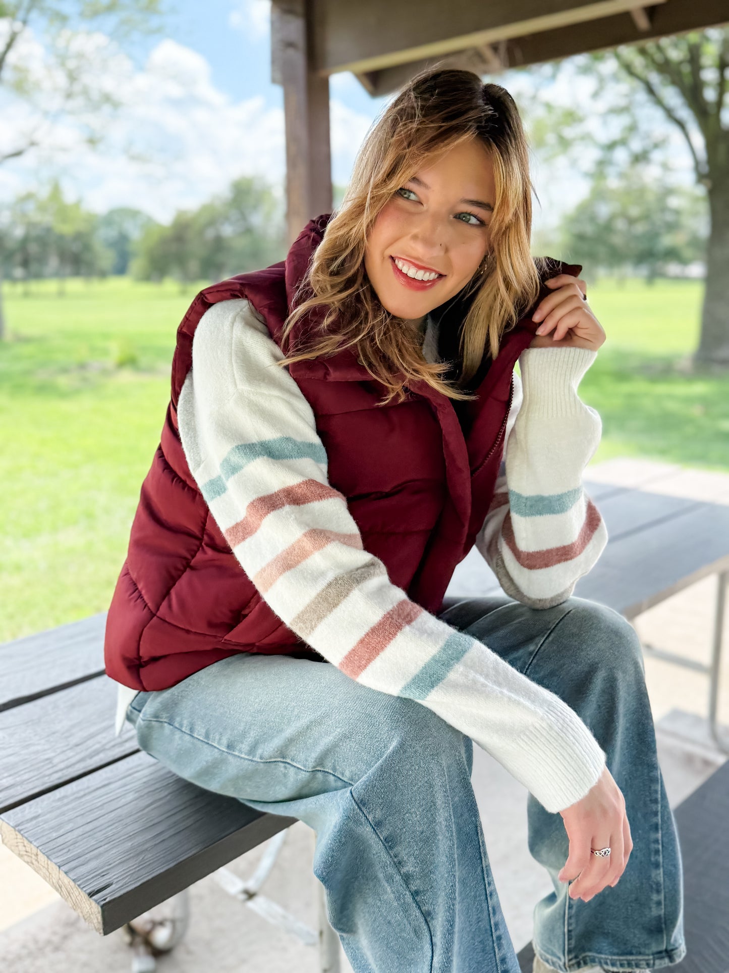Rhiannon Puffer Vest - Burgundy