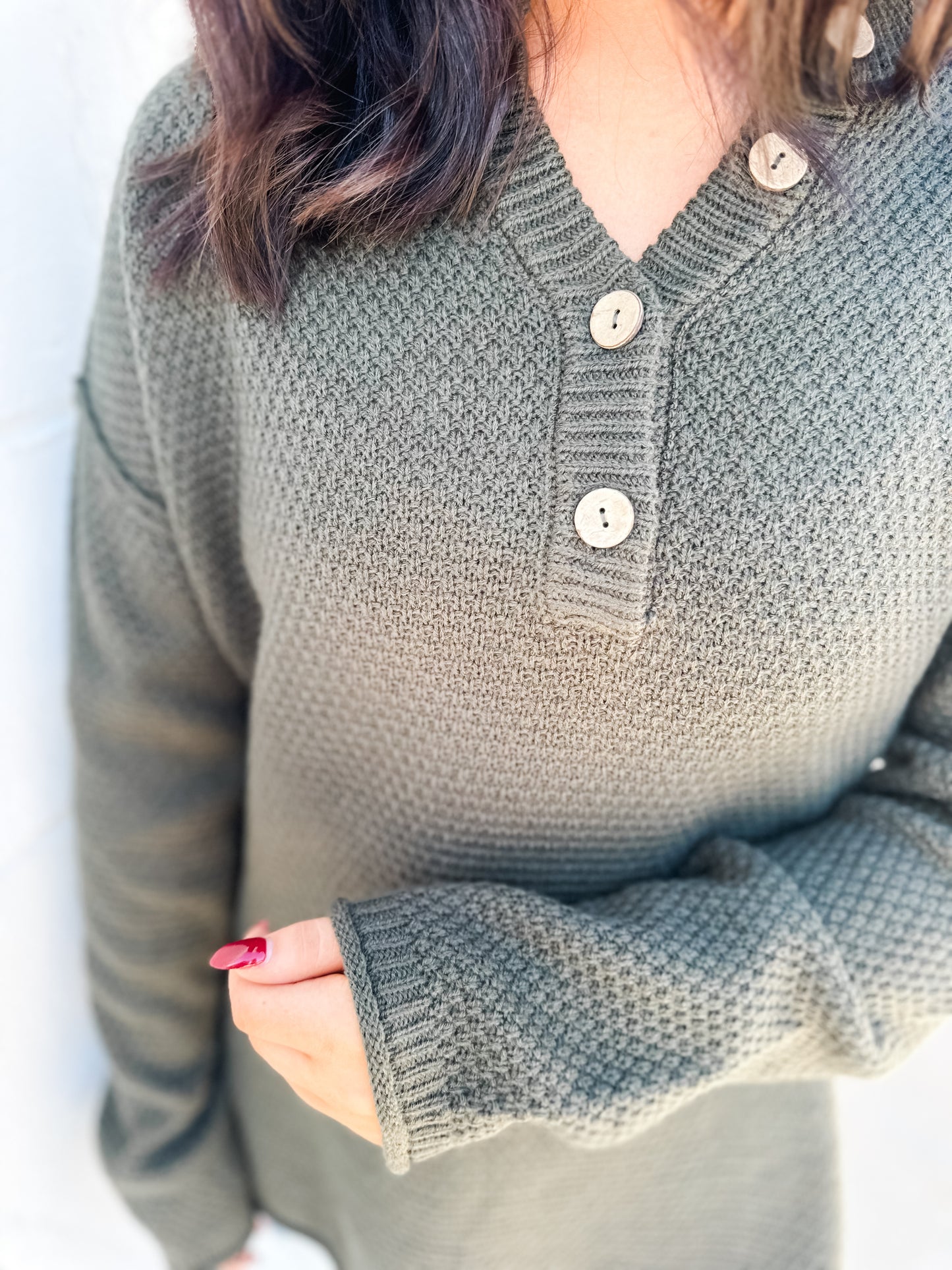 Perfect Henley Sweater - Dark Olive