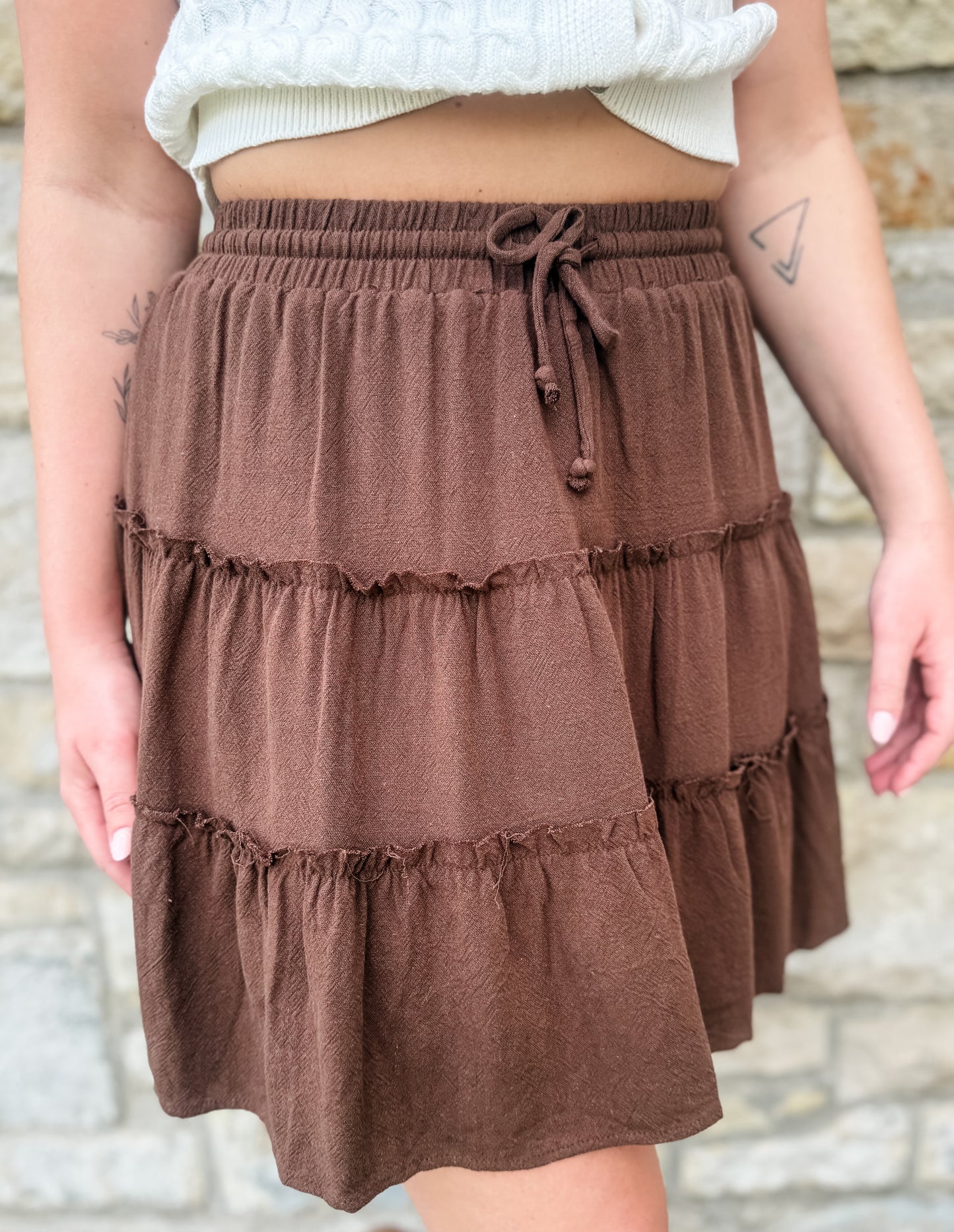 Emma Flounce Frill Skirt - Chocolate