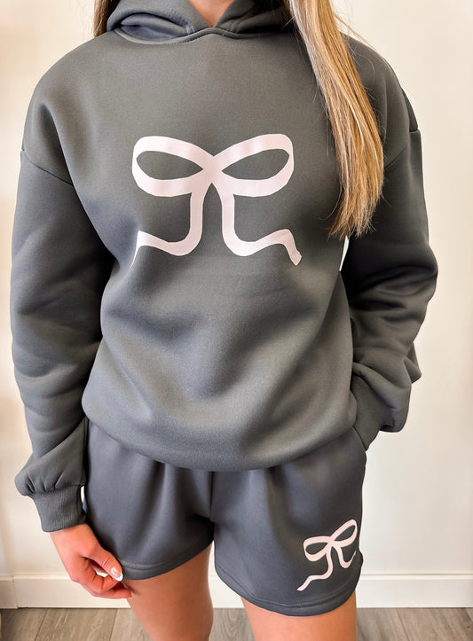 Bowed Up Sweat Short Set - Charcoal
