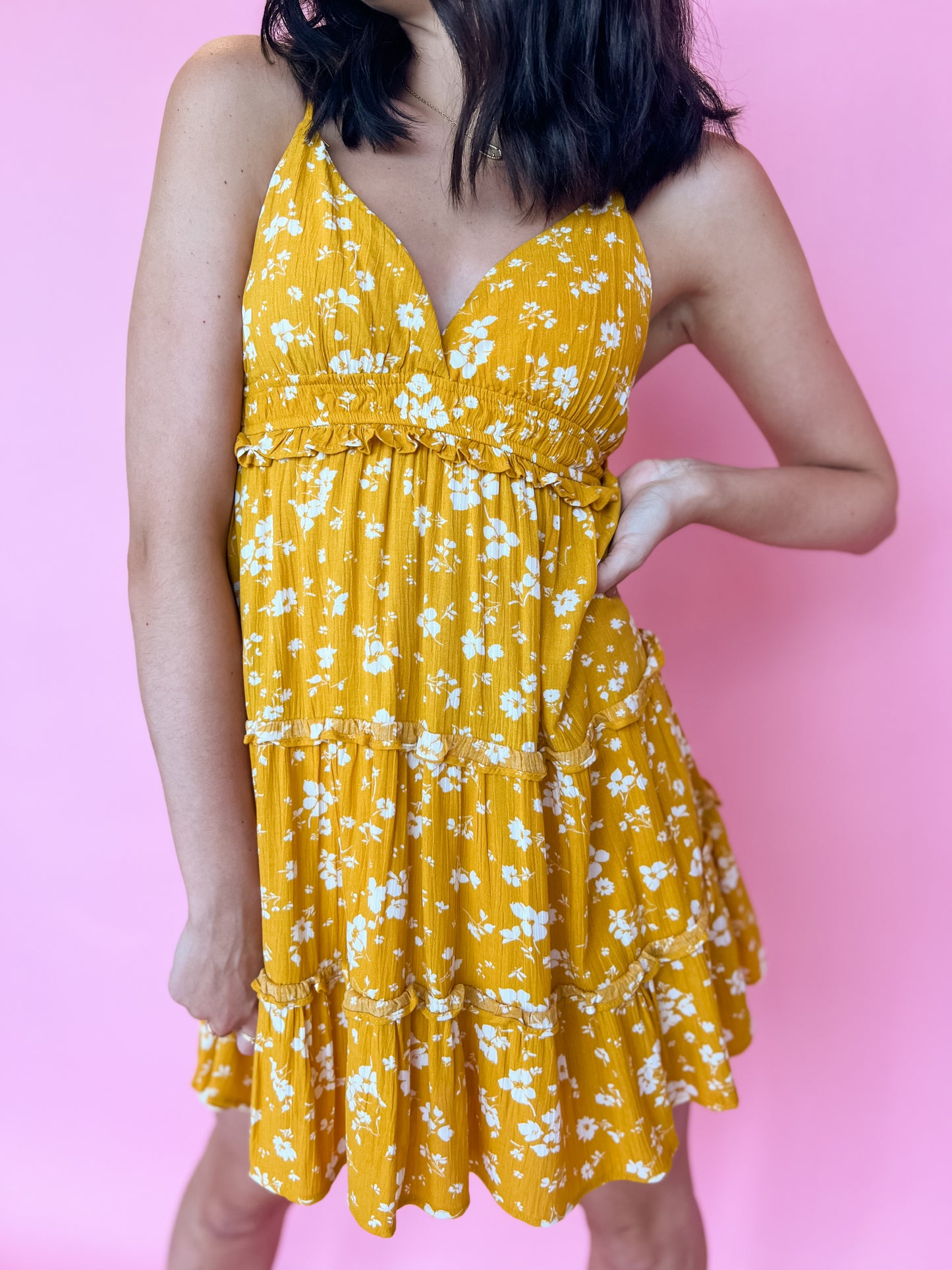 Sydney Floral Mini Dress - Yellow