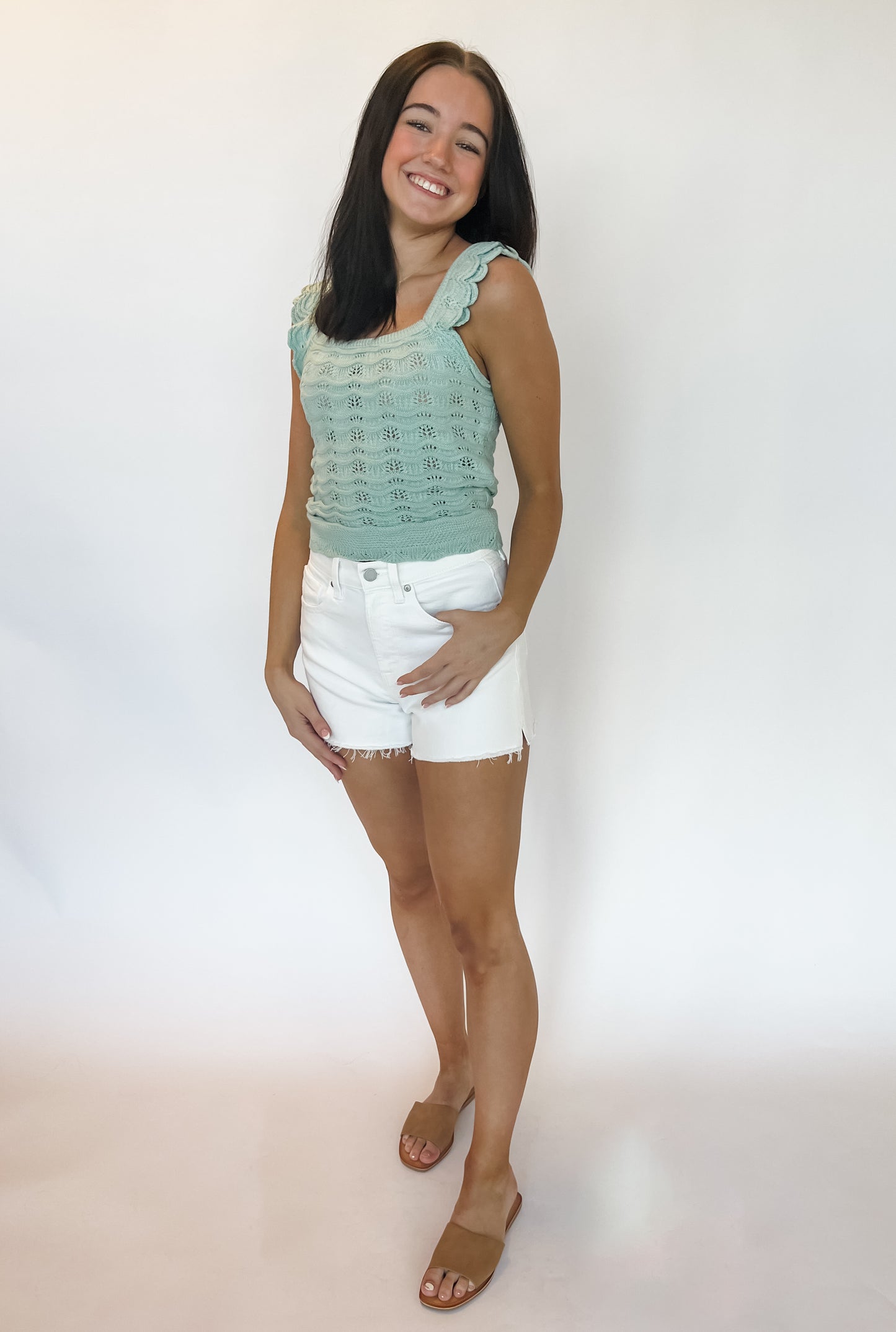 What A Doll Knit Crop - Mint