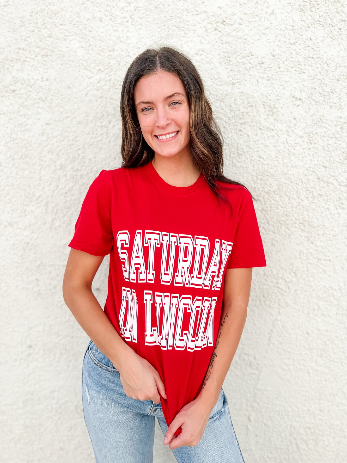 Saturday In Lincoln Tee - Red