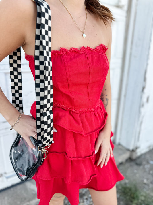 Pick Me Up Ruffle Mini Dress - Red