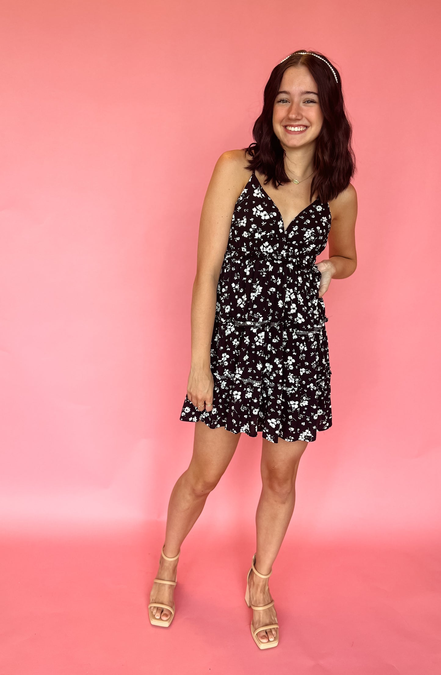 Sydney Floral Mini Dress - Black