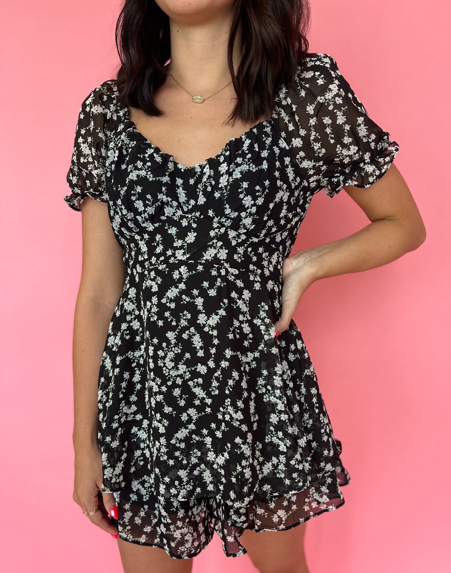 Lady May Floral Romper - Black