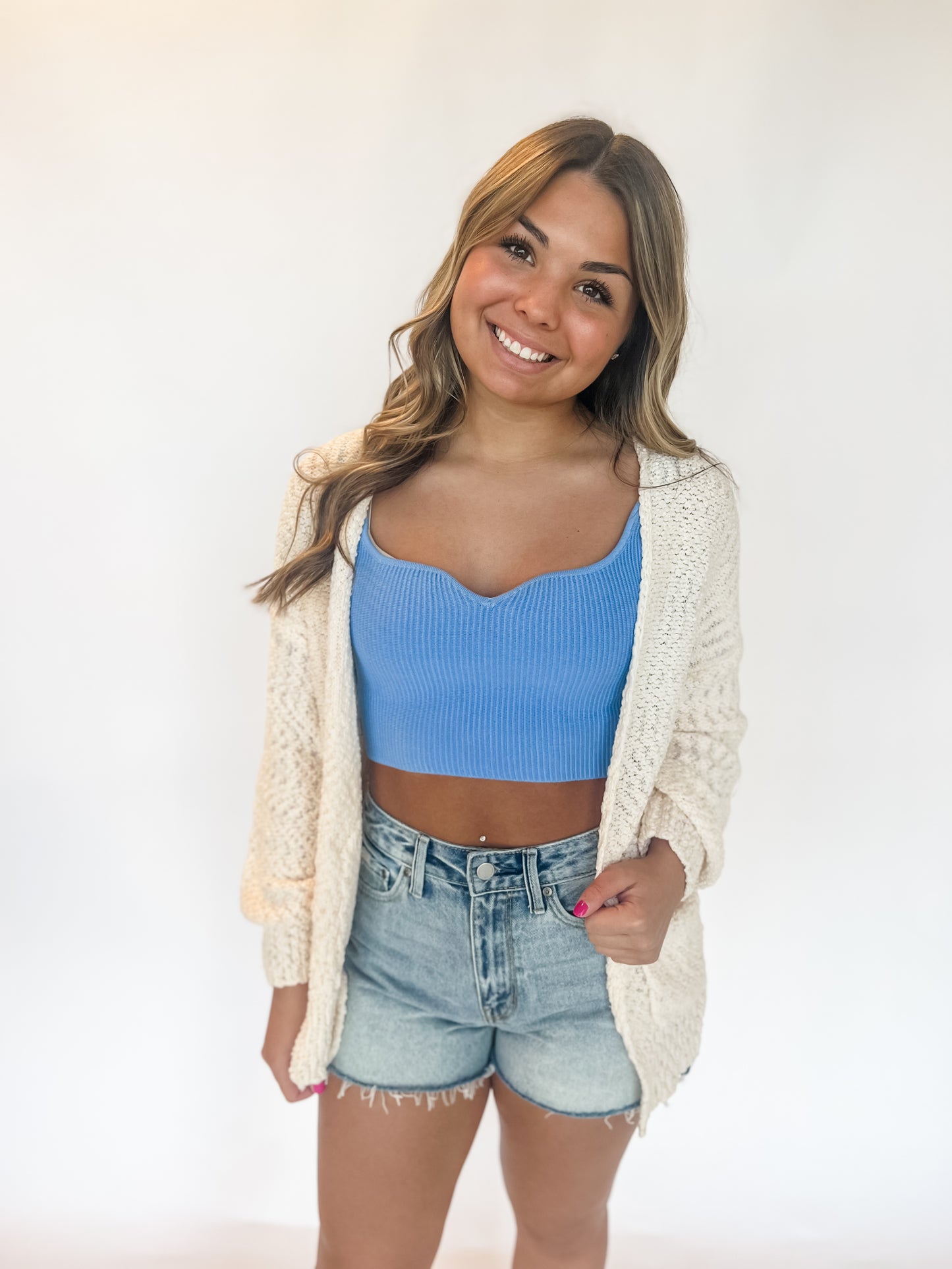 Katie Crop Sweater Tank - Blue