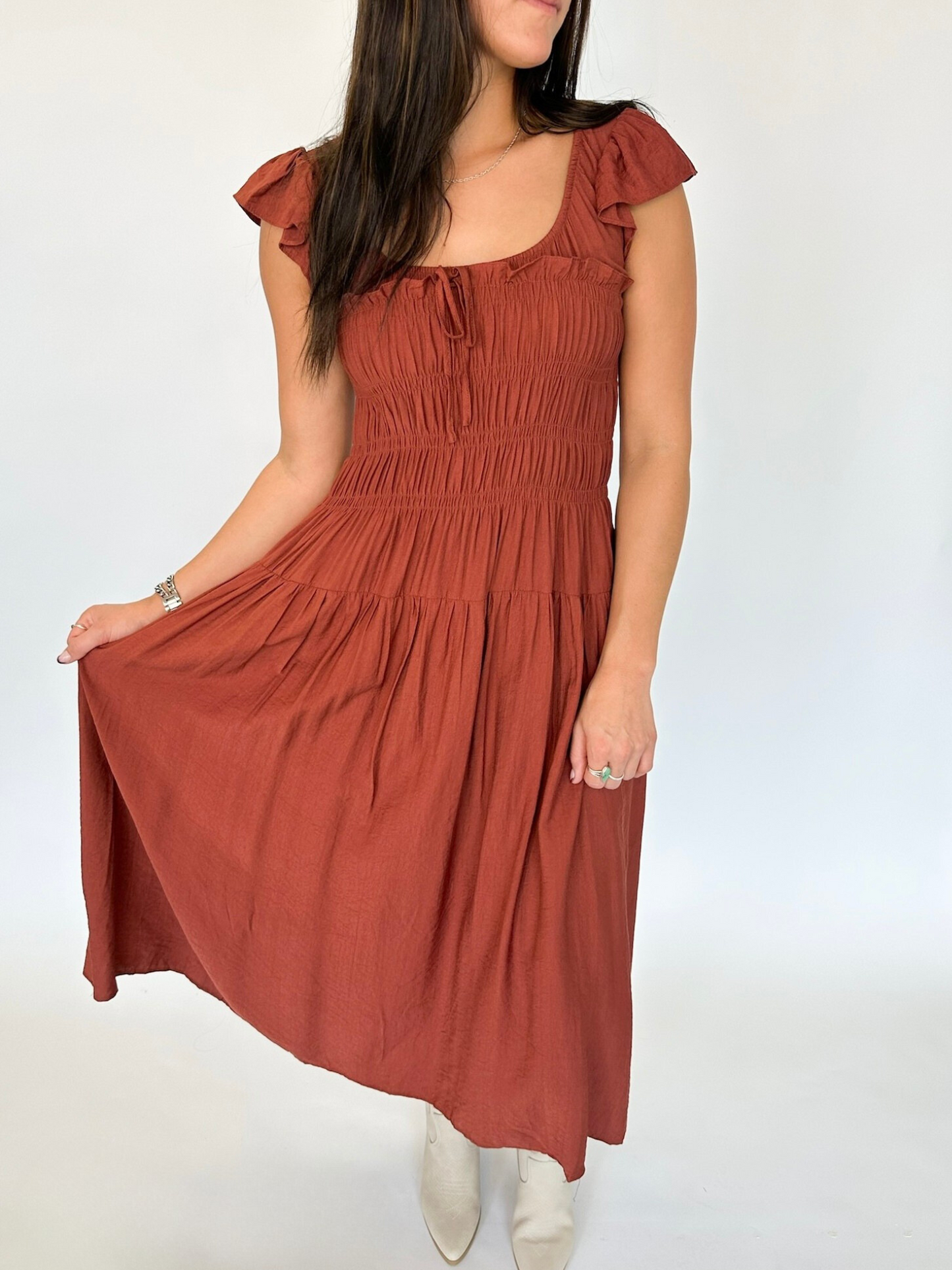 Rosalie Midi Dress - Rust