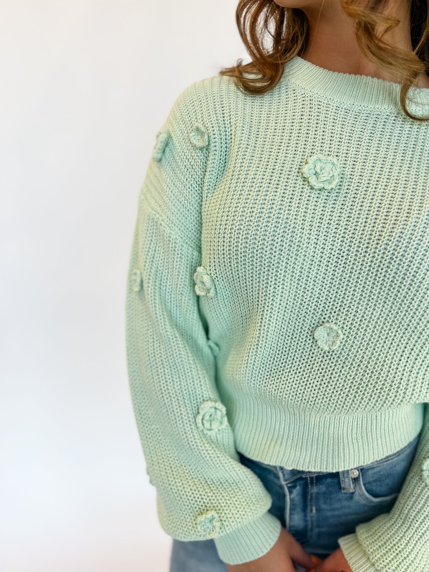 Minty Sweet Detailed Sweater